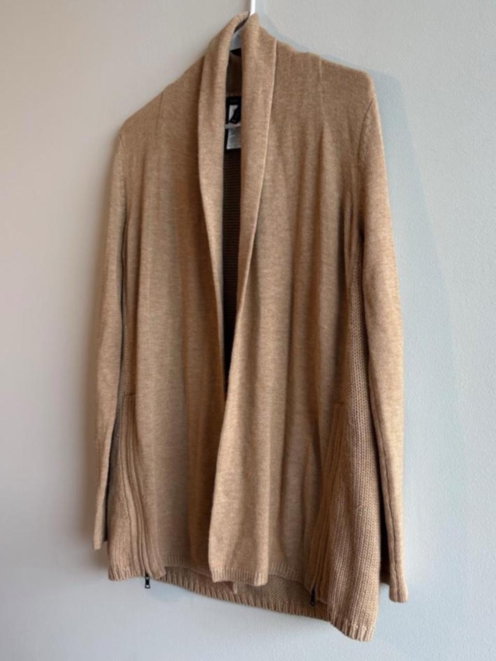 BCBGMaxAzria Camel Open-Front Knit Cardigan